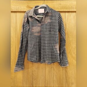JPC The Golden Girls Flannel Distressed Bleach Dyed Plaid Shirt With Cast Names